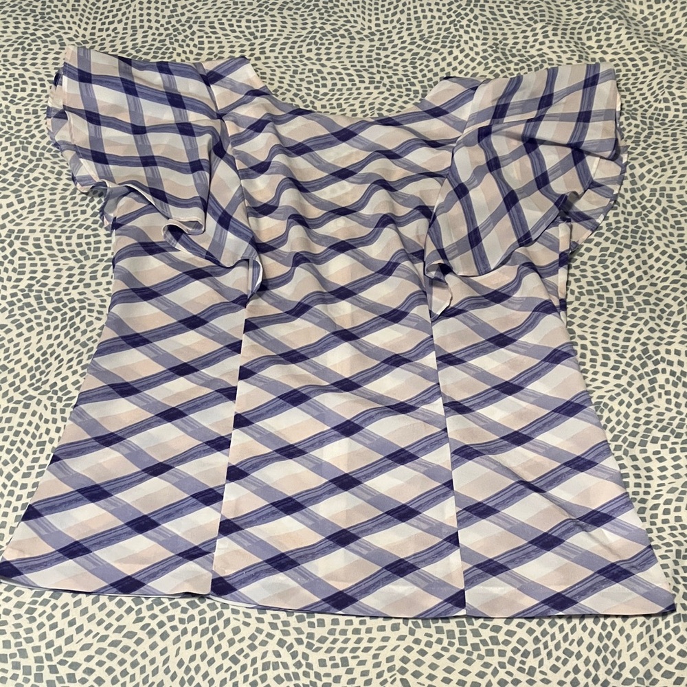Banana Republic Blue, Pink, and White Plaid Blouse